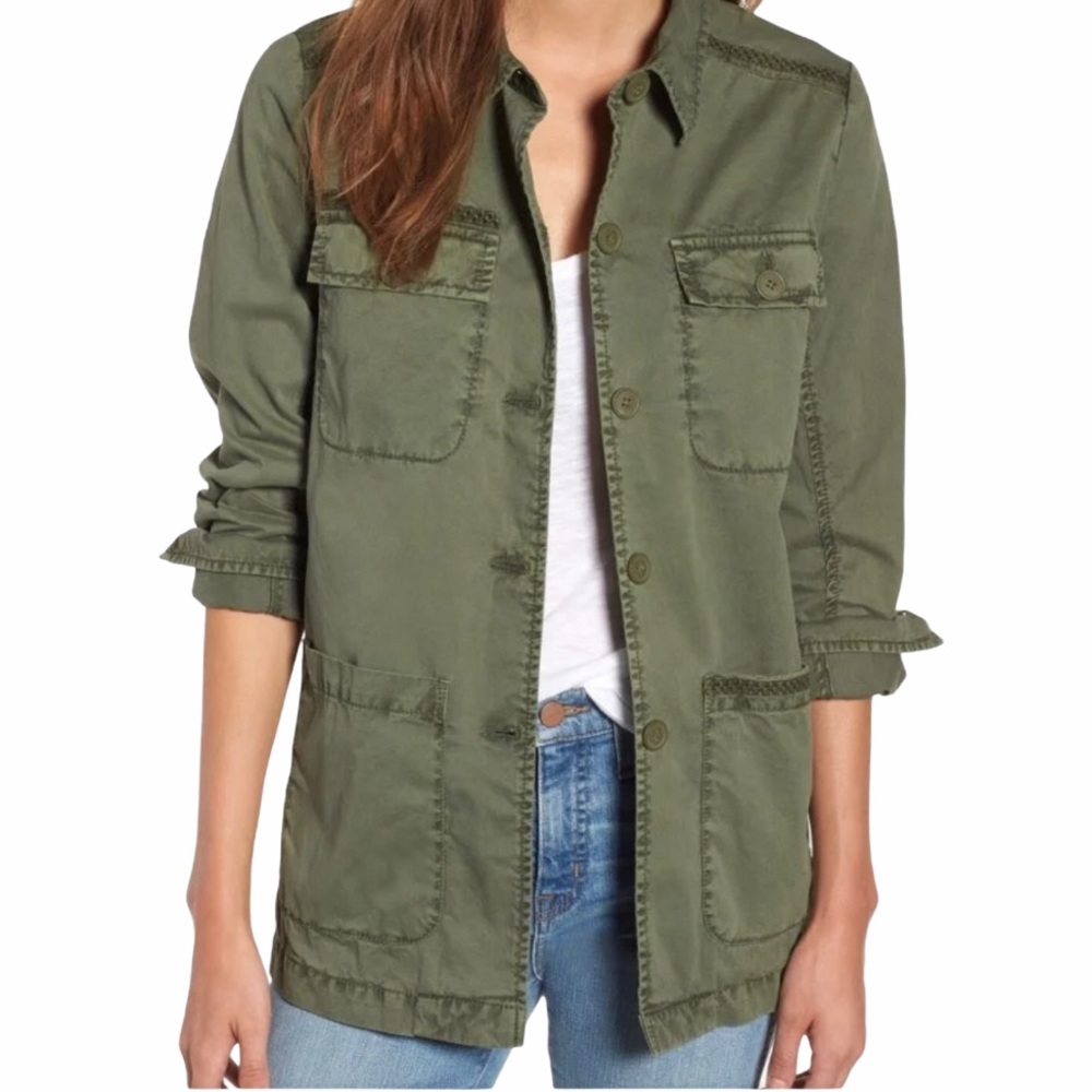 Caslon Utility Jacket, Green, Sz S